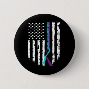 Suicide Prevention American Flag Awareness Ribbon  6 Cm Round Badge