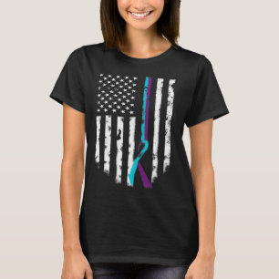 Suicide Prevention American Flag Awareness Ribbon T-Shirt