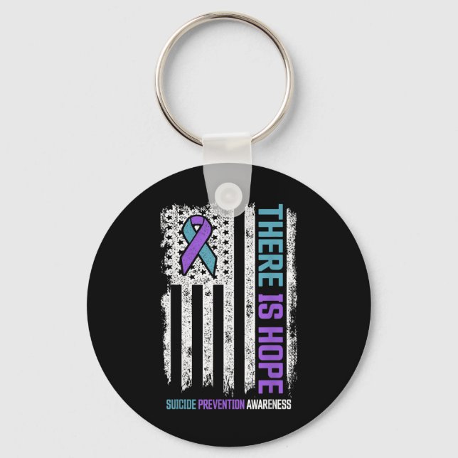 Suicide Prevention American Flag Hope Suicide Awar Key Ring (Front)
