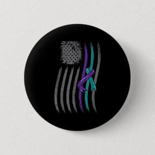 Suicide Prevention American Flag Purple Awareness  6 Cm Round Badge