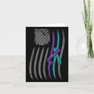 Suicide Prevention American Flag Purple Awareness  Card