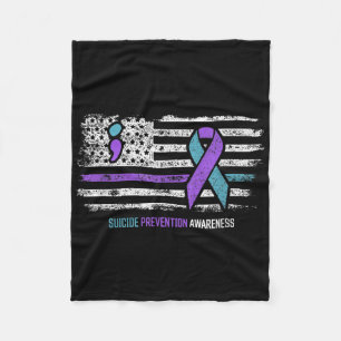 Suicide Prevention American Flag Suicide Awareness Fleece Blanket