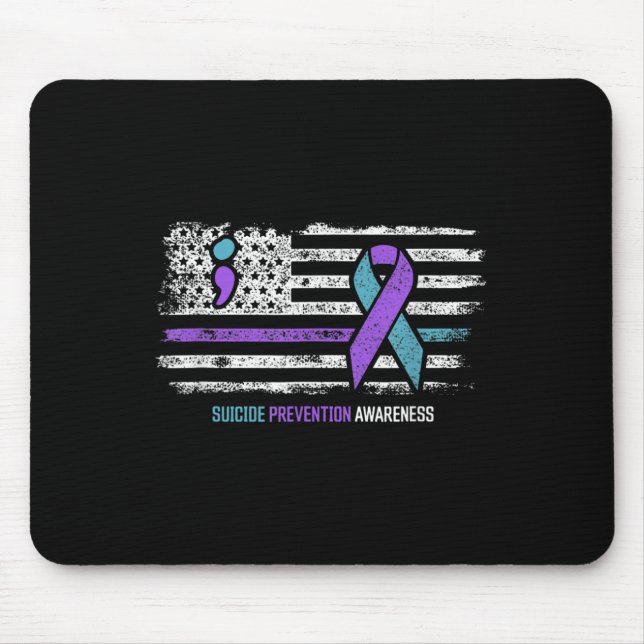 Suicide Prevention American Flag Suicide Awareness Mouse Pad (Front)