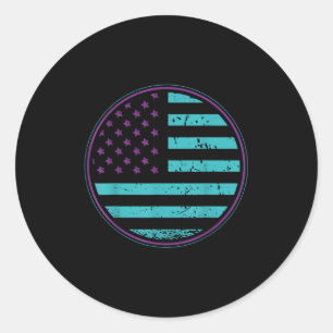 Suicide Prevention American Flag Wear Teal Purple  Classic Round Sticker