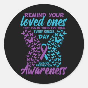 Suicide Prevention &amp; Awareness Suicide Ribbon  Classic Round Sticker
