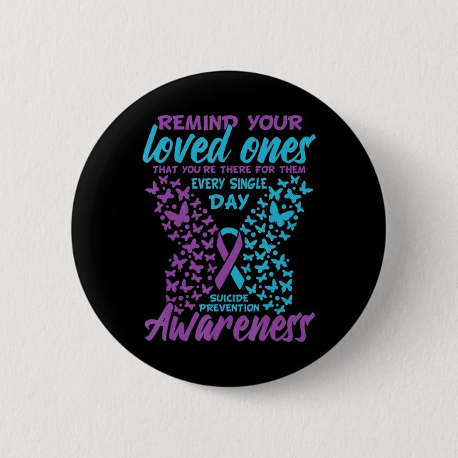 Suicide Prevention and Awareness Suicide Ribbon Te 6 Cm Round Badge (Front)