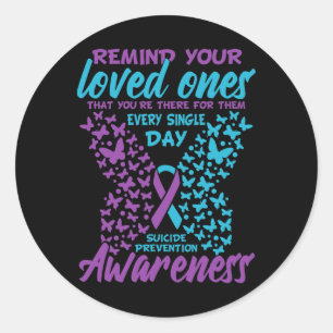 Suicide Prevention And Awareness Suicide Ribbon Te Classic Round Sticker