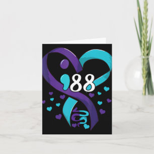 Suicide Prevention Awareness 988 Heart Teal And Pu Card