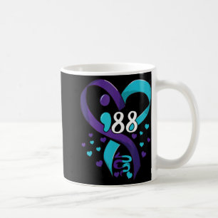 Suicide Prevention Awareness 988 Heart Teal And Pu Coffee Mug