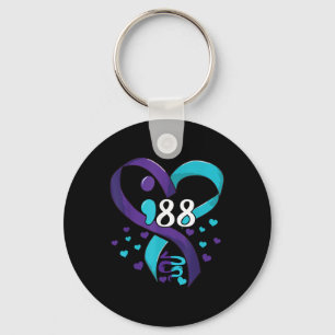 Suicide Prevention Awareness 988 Heart Teal And Pu Key Ring