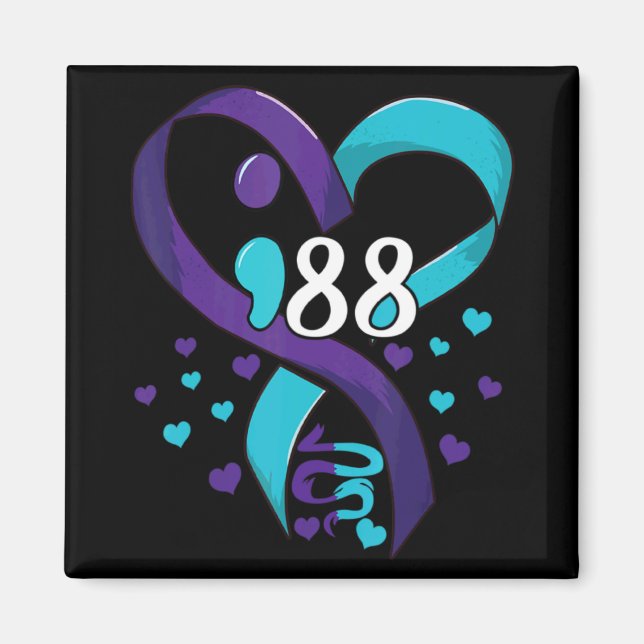 Suicide Prevention Awareness 988 Heart Teal And Pu Magnet (Front)