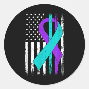 Suicide Prevention Awareness American Flag  Classic Round Sticker