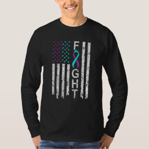 Suicide Prevention Awareness American Flag Distres T-Shirt