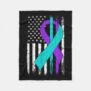Suicide Prevention Awareness American Flag  Fleece Blanket