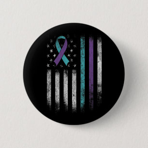 Suicide Prevention Awareness American Flag Ribbon  6 Cm Round Badge