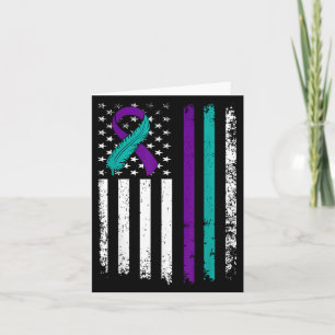Suicide Prevention Awareness American Flag Ribbon  Card