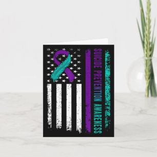 Suicide Prevention Awareness American Flag Ribbon  Card