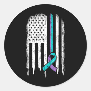 Suicide Prevention Awareness American Flag Ribbon Classic Round Sticker