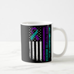 Suicide Prevention Awareness American Flag Ribbon Coffee Mug