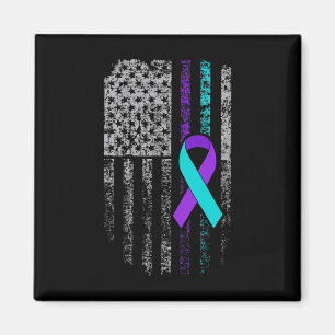 Suicide Prevention Awareness American Flag Ribbon Magnet