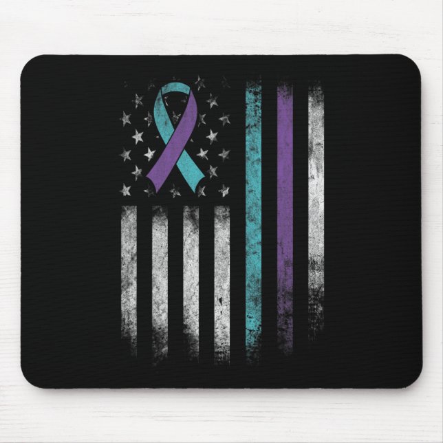 Suicide Prevention Awareness American Flag Ribbon  Mouse Pad (Front)