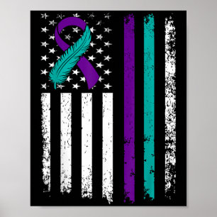 Suicide Prevention Awareness American Flag Ribbon  Poster