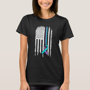 Suicide Prevention Awareness American Flag Ribbon T-Shirt