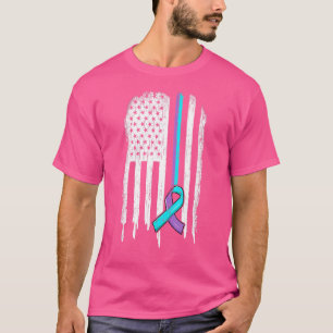 Suicide Prevention Awareness American Flag Ribbon  T-Shirt