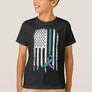 Suicide Prevention Awareness American Flag Ribbon  T-Shirt