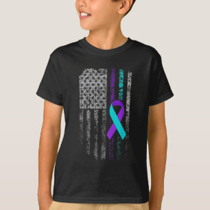 Suicide Prevention Awareness American Flag Ribbon  T-Shirt