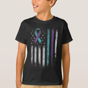 Suicide Prevention Awareness American Flag Ribbon T-Shirt