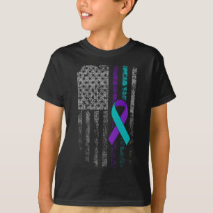 Suicide Prevention Awareness American Flag Ribbon  T-Shirt