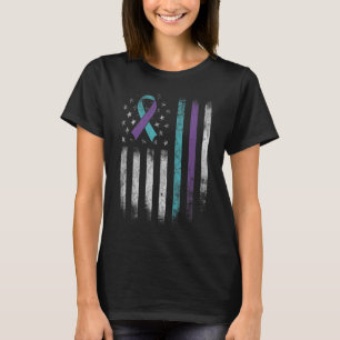 Suicide Prevention Awareness American Flag Ribbon T-Shirt