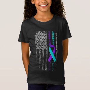 Suicide Prevention Awareness American Flag Ribbon  T-Shirt
