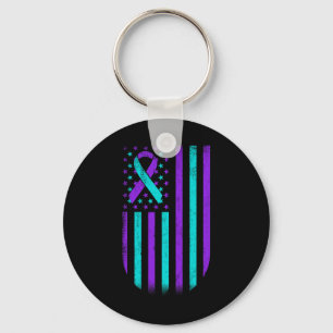 Suicide Prevention Awareness American Flag Support Key Ring