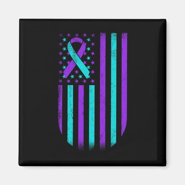 Suicide Prevention Awareness American Flag Support Magnet (Front)