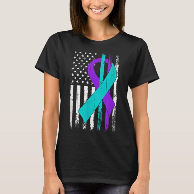 Suicide Prevention Awareness American Flag  T-Shirt (Front)