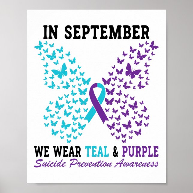 Suicide Prevention Awareness Betterfly Teal And Pu Poster (Front)