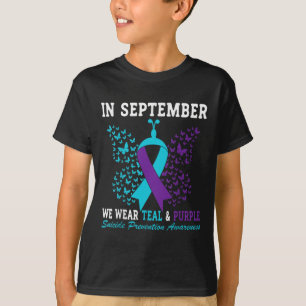 Suicide Prevention Awareness Betterfly Tealand Pur T-Shirt