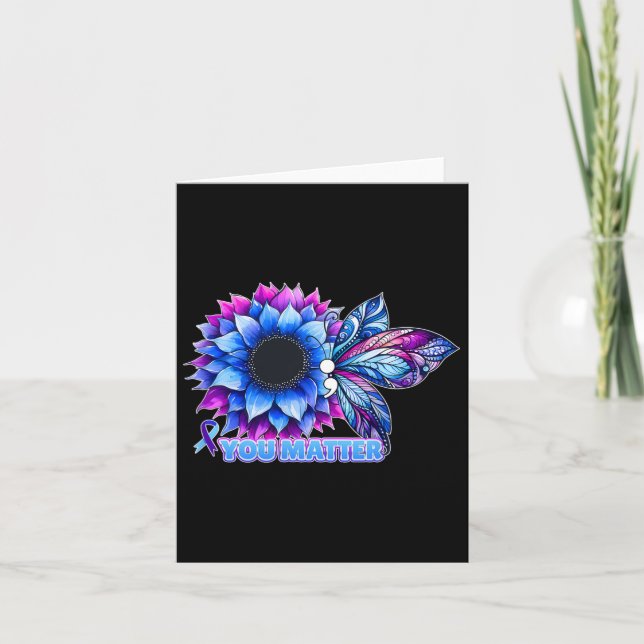 Suicide Prevention Awareness Butterfly Semicolon  Card (Front)