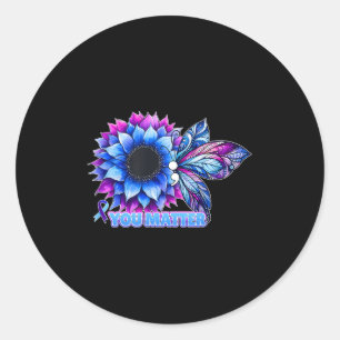Suicide Prevention Awareness Butterfly Semicolon  Classic Round Sticker