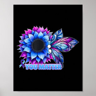 Suicide Prevention Awareness Butterfly Semicolon  Poster
