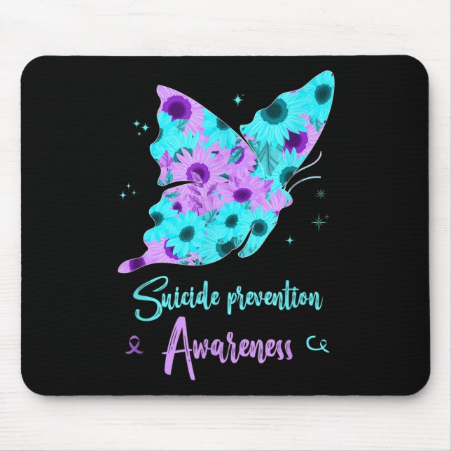 Suicide Prevention Awareness Butterfly Sunflower P Mouse Pad (Front)