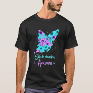 Suicide Prevention Awareness Butterfly Sunflower P T-Shirt