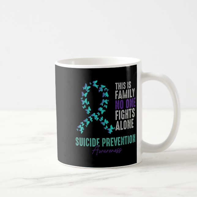 Suicide Prevention Awareness Butterfly Teal Purple Coffee Mug (Right)