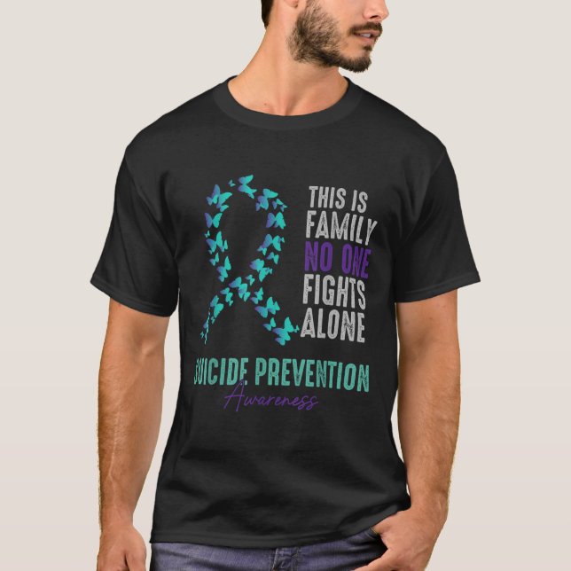 Suicide Prevention Awareness Butterfly Teal Purple T-Shirt (Front)