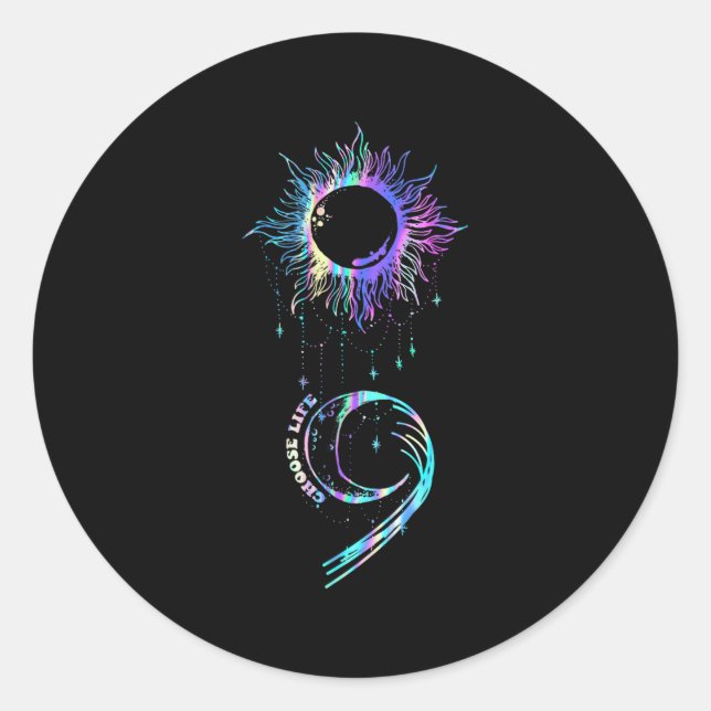 Suicide Prevention Awareness Choose Life Semicolon Classic Round Sticker (Front)