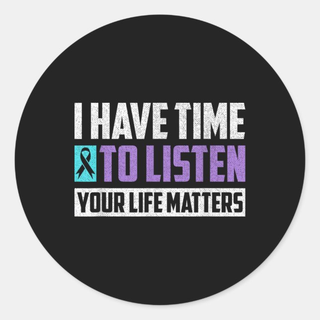 Suicide Prevention Awareness  Classic Round Sticker (Front)