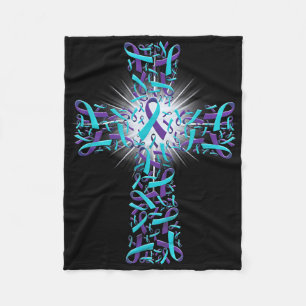 Suicide Prevention Awareness Cross Fleece Blanket