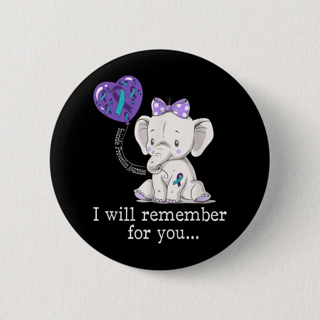 Suicide Prevention Awareness Elephant  6 Cm Round Badge (Front)